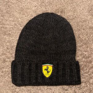 NWOT Scuderia Ferrari Black Knit Hat with Emblem